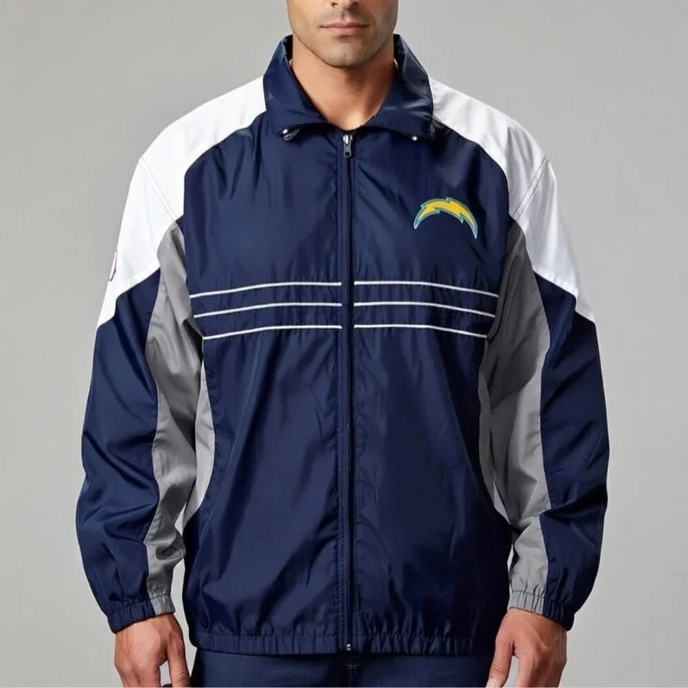 Los Angeles Chargers NFL Windbreaker Jacket Men’s XL Blue Colorblock Full Zip